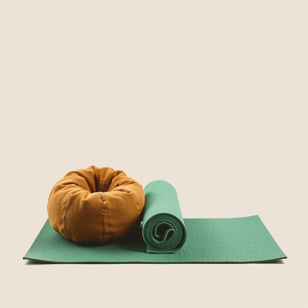 Elegant yoga mat and meditation cushion