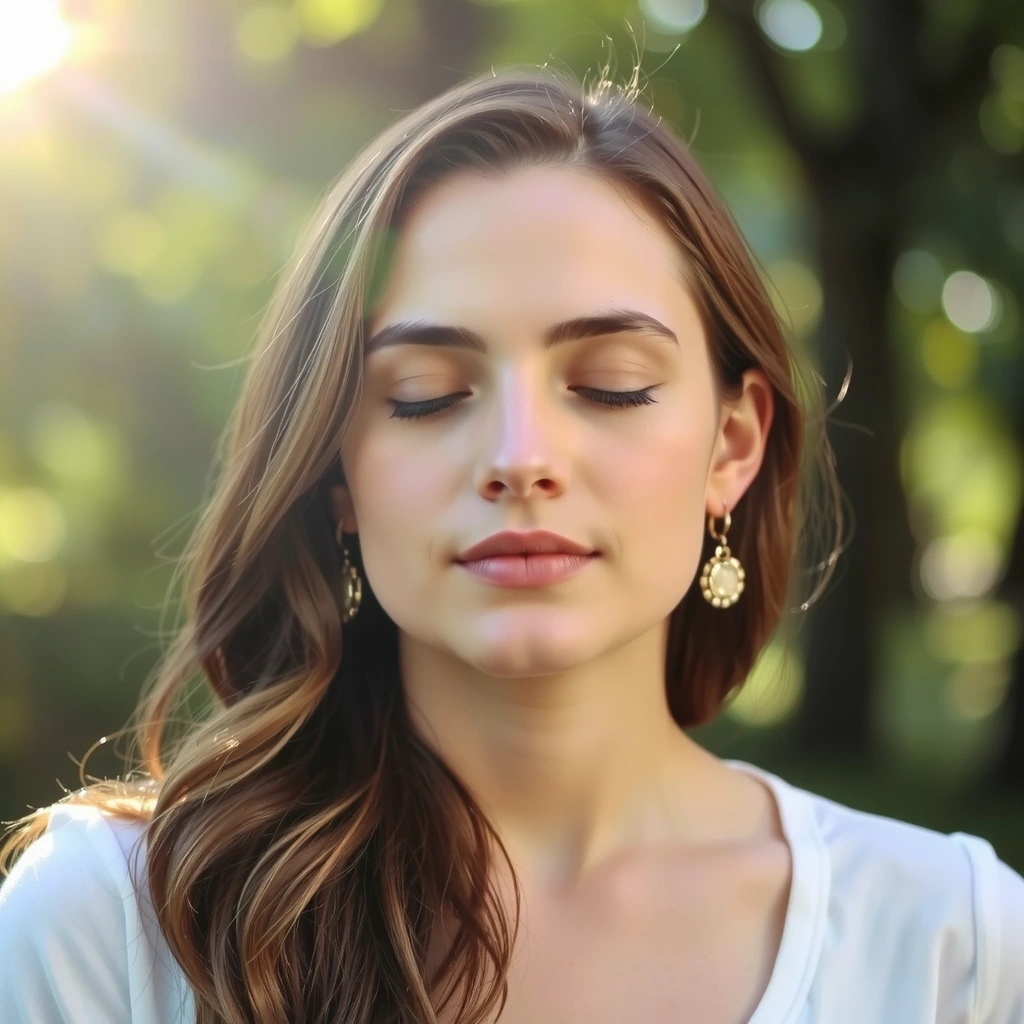 Portrait of Emily R., meditating peacefully